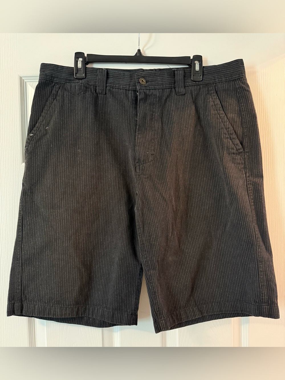 Men's Black Pinstripe Casual Shorts